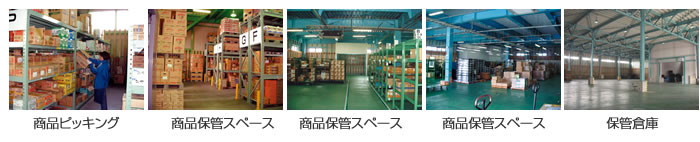 写真：商品ピッキング、商品保管スペース、保管倉庫など